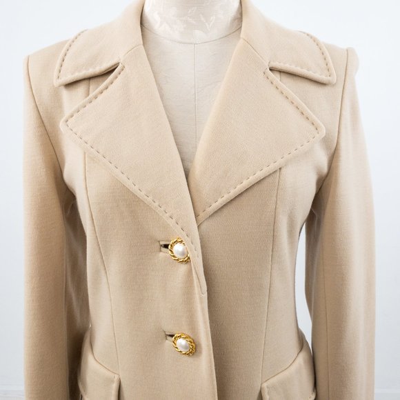 Vintage S/M Wool Knit Princess Overcoat Cream Tan - Picture 2 of 11